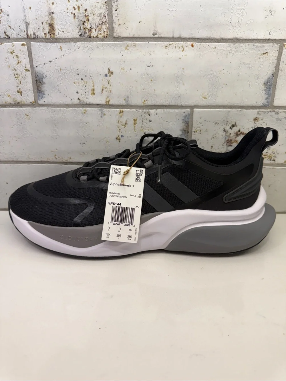 Adidas Alphabounce+ Men’s Running Shoes Size 11 Black White NWT HP6144
